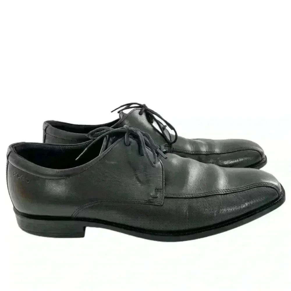 Ecco mens oxfords size 43 9.5 black leather bicycle toe Orthopedic comfort